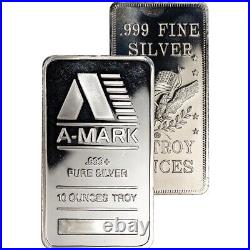 TWO (2) 10 oz. Silver Bar Random Brand Secondary Market. 999 Fine