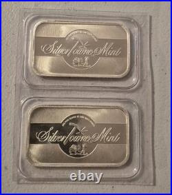 TWO One oz. 999 Fine SILVER BAR Silvertowne Prospector Eagle Sealed Attached