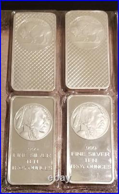 Ten Troy Ounces. 999 Fine Silver Indian Head and Buffalo Bar New & Sealed