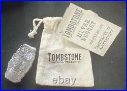 Tombstone Silver Nugget 5 Troy Oz. Scottsdale Mint 999 Fine Silver Bar Bag & Coa