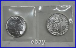 Two Assorted Fine Silver Rounds 99.9% One Ounce Rounds