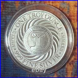 UFOS OVER the EIFFEL TOWER 1 oz 999 Fine Silver Bullion NEW in Capsule Intaglio