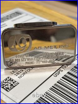 Very Rare Engelhard AG-MET, INC 1 Troy Oz 999 Fine Silver Bar 1975 1,000 Minted