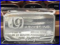 Very Rare Engelhard AG-MET, INC 1 Troy Oz 999 Fine Silver Bar 1975 1,000 Minted