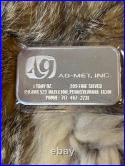 Very Rare Engelhard AG-MET, INC. 1 Troy Oz. 999 Fine Silver Bar Frosted Back