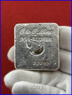 Vintage 10 oz C&C Mint. 999 Fine Silver Ingot Bar Double Stamp SCARCE