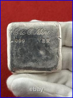 Vintage 10 oz C&C Mint. 999 Fine Silver Ingot Bar Double Stamp SCARCE