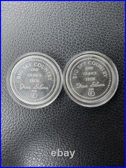 Vintage 1986 Engelhard Montana Treasure State 999 Fine Silver Round x2