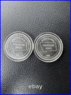 Vintage 1986 Engelhard Montana Treasure State 999 Fine Silver Round x2