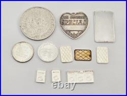 Vintage 42.7g. 999 Fine Silver Lot Rounds 1/2oz Bars Heart 1 Grams Pendant JM