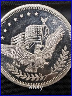 Vintage American Pacific Mint 1 Oz. 999 Fine Silver Trade Unit Eagle & Flag BU