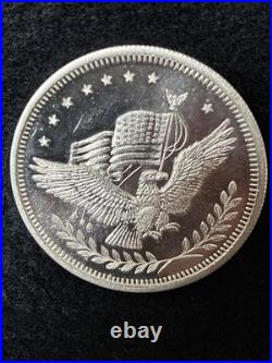 Vintage American Pacific Mint 1 Oz. 999 Fine Silver Trade Unit Eagle & Flag BU