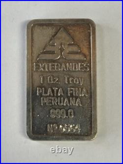 Vintage Extebandes 1oz. 999 Fine Silver Bar Rare