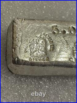Vintage Phoenix Precious Metals 5 Troy Oz. 999 Fine Silver Bar Old Pour