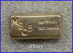 Vintage Poured MSC 5 oz. 999 Fine Silver Bar RARE FIND