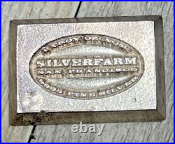 Vintage Silver Farm San Francisco 1ozt. +. 999 Fine Silver Bar Ingots, Lot #1