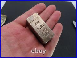 Vtg Dugan & Helterbrand Silver Bar, 5.83 oz 999 Fine, D&H, Poured Loaf