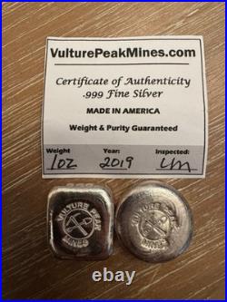 Vulture Peak Mines 999 Fine Hand Poured Silver 1oz Each Lot Of 2