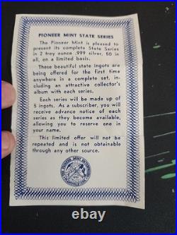 WASHINGTON 1889 Lewis & Clark Pioneer Mint 2oz 999 FINE Silver bar WASHINGTON 1889 Lewis & Clark Pioneer Mint 2oz 999 FINE Silver bar