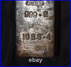 WWII History -1,000 Ounce Bar S. S. Gairsoppa Shipwreck 1,086.4 Oz Fine Silver