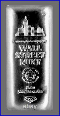 Wall Street 10 Troy Oz. Scottsdale Mint 999 Fine Silver Poured Bullion Bar / Unc