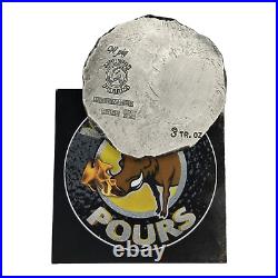 Wild Pig Pours Native American Rd 3 Troy Ounce. 999 Fine Silver With Turquoise